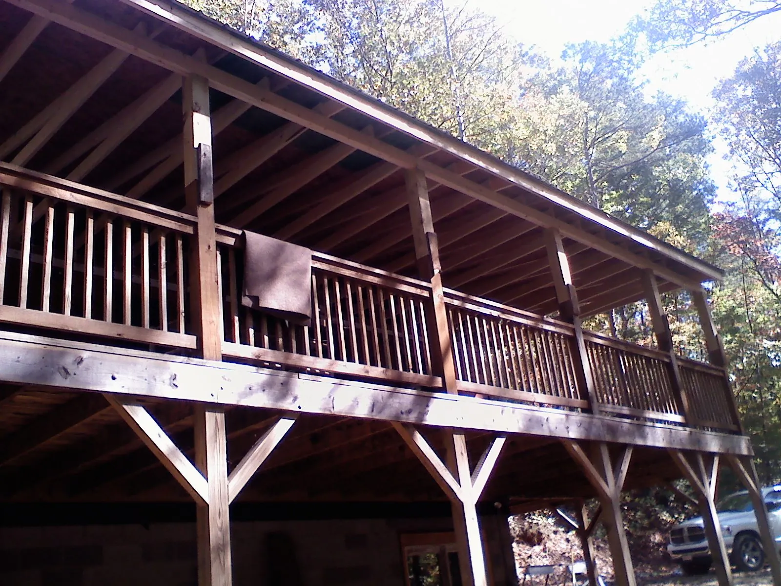 Timber framing under a new elevated porch and deck — Roof Leak Repair in Menahga by Roofing Brothers